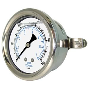 203L Pressure Gauge, Liquid Filled, Brass Internals 203L 203L Pressure Gauge, Liquid Filled, Brass Internals